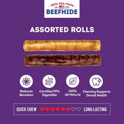 Show full view: Treatly USA Beefhide Rolls 8 to 9-in Chicken & Beef Flavor Dog Chews, 10 count slide 5 of 10