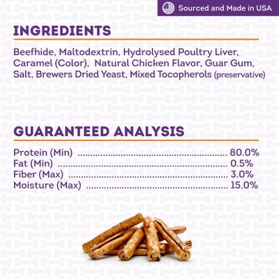 Show full view: Treatly USA Beefhide Rolls 8 to 9-in Chicken Flavor Dog Chews, 15 count slide 6 of 10