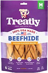 Treatly USA Beefhide Braids 7 to 8-in Chicken Flavor Dog Chews, 6 count