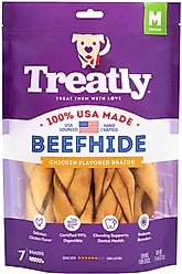 Treatly USA Beefhide Braids 7 to 8-in Chicken Flavor Dog Chews, 7 count