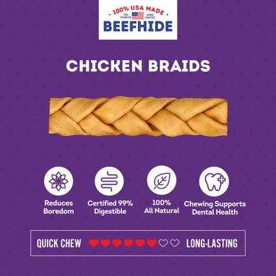 Show full view: Treatly USA Beefhide Braids 7 to 8-in Chicken Flavor Dog Chews, 7 count slide 5 of 10