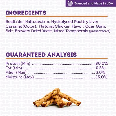 Show full view: Treatly USA Beefhide Braids 7 to 8-in Chicken Flavor Dog Chews, 7 count slide 6 of 10