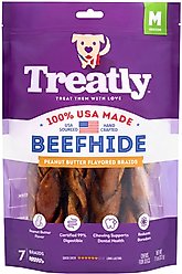 Treatly USA Beefhide Braids 7 to 8-in Peanut Butter Flavor Dog Chews, 7 count