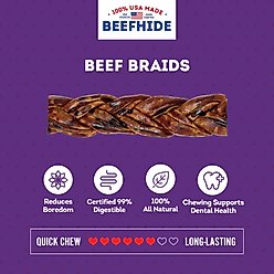 Treatly USA Beefhide Braids 7 to 8-in Peanut Butter Flavor Dog Chews, 7 count slide 2 of 9