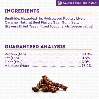 Show full view: Treatly USA Beefhide Braids 7 to 8-in Peanut Butter Flavor Dog Chews, 7 count slide 6 of 10