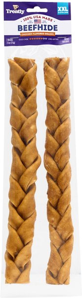 Treatly USA Beefhide Braids 12 to 13-in Chicken Flavor Dog Chews, 2 count