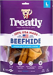 Treatly USA Beefhide Large Assorted Chicken & Beef Flavor Dog Chews, 6 count