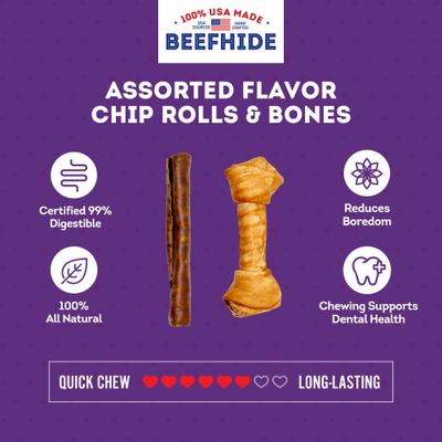Show full view: Treatly USA Beefhide Large Assorted Chicken & Beef Flavor Dog Chews, 6 count slide 5 of 10