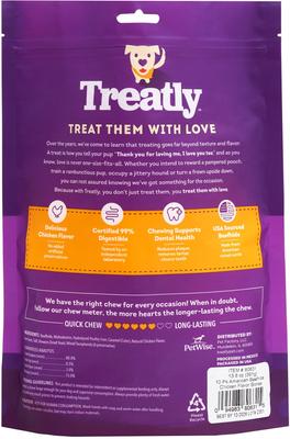 Show full view: Treatly American Sourced Beefhide Bones 4 to 5-in Chicken Flavor Dog Chews, 10 count slide 3 of 10