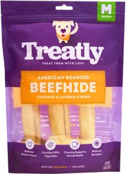 Treatly American Sourced Beefhide Bones 6 to 7-in Chicken Flavor Dog Chews, 3 count