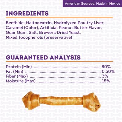 Show full view: Treatly American Beefhide Bones 12 to 13-in Peanut Butter Flavor Dog Chews slide 5 of 9