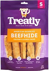 Treatly American Sourced Beefhide Rolls 4 to 5-in Chicken Flavor Dog Chews, 10 count slide 1 of 9