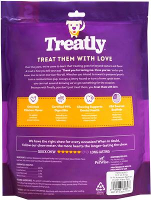Show full view: Treatly American Sourced Beefhide Rolls 4 to 5-in Chicken Flavor Dog Chews, 16 count slide 3 of 10