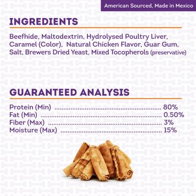 Show full view: Treatly American Sourced Beefhide Rolls 4 to 5-in Chicken Flavor Dog Chews, 16 count slide 6 of 10