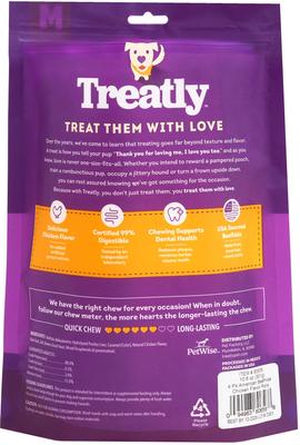 Show full view: Treatly American Sourced Beefhide Rolls 6 to 7-in Chicken Flavor Dog Chews, 4 count slide 3 of 10