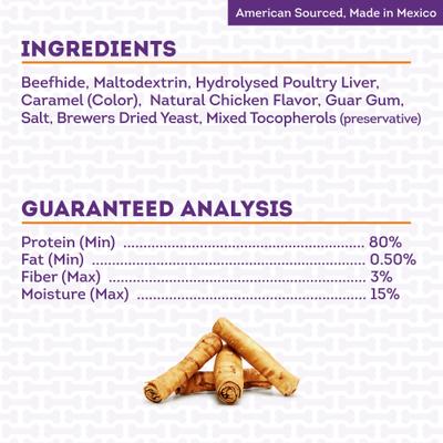 Show full view: Treatly American Sourced Beefhide Rolls 6 to 7-in Chicken Flavor Dog Chews, 4 count slide 6 of 10
