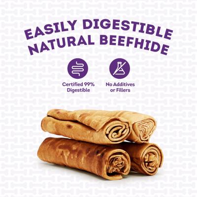 Show full view: Treatly American Sourced Beefhide Rolls 6 to 7-in Chicken Flavor Dog Chews, 4 count slide 8 of 10