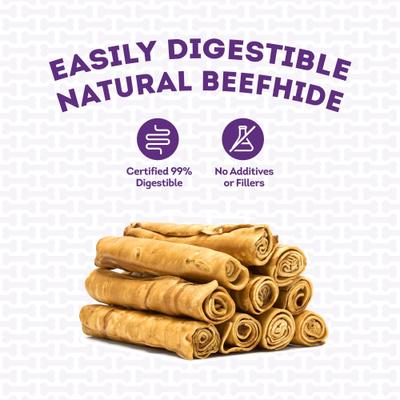 Show full view: Treatly American Sourced Beefhide Rolls 8 to 9-in Chicken Flavor Dog Chews, 10 count slide 8 of 10