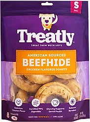 Treatly American Sourced Beefhide Donut 3 to 4-in Chicken Flavor Dog Chews, 8 count