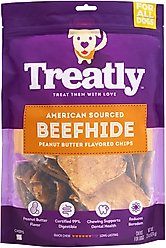 Treatly American Sourced Beefhide Chips Peanut Butter Flavor Dog Chews, 22-oz bag