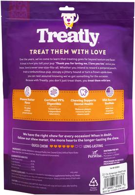Show full view: Treatly American Sourced Beefhide Chips Peanut Butter Flavor Dog Chews, 22-oz bag slide 3 of 10