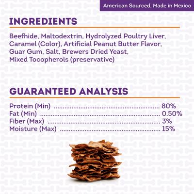 Show full view: Treatly American Sourced Beefhide Chips Peanut Butter Flavor Dog Chews, 22-oz bag slide 6 of 10