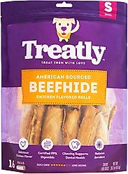 Treatly American Sourced Beefhide Chips Chicken Flavor Dog Chews, 22-oz bag