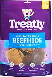 Treatly American Sourced Beefhide Chips Chicken & Beef Flavor Dog Chews, 22-oz bag
