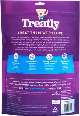 Show full view: Treatly American Sourced Beefhide Chips Chicken & Beef Flavor Dog Chews, 22-oz bag slide 3 of 10