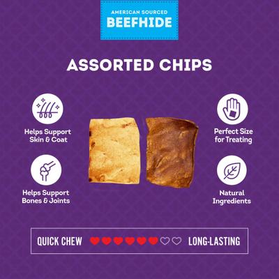 Show full view: Treatly American Sourced Beefhide Chips Chicken & Beef Flavor Dog Chews, 22-oz bag slide 5 of 10