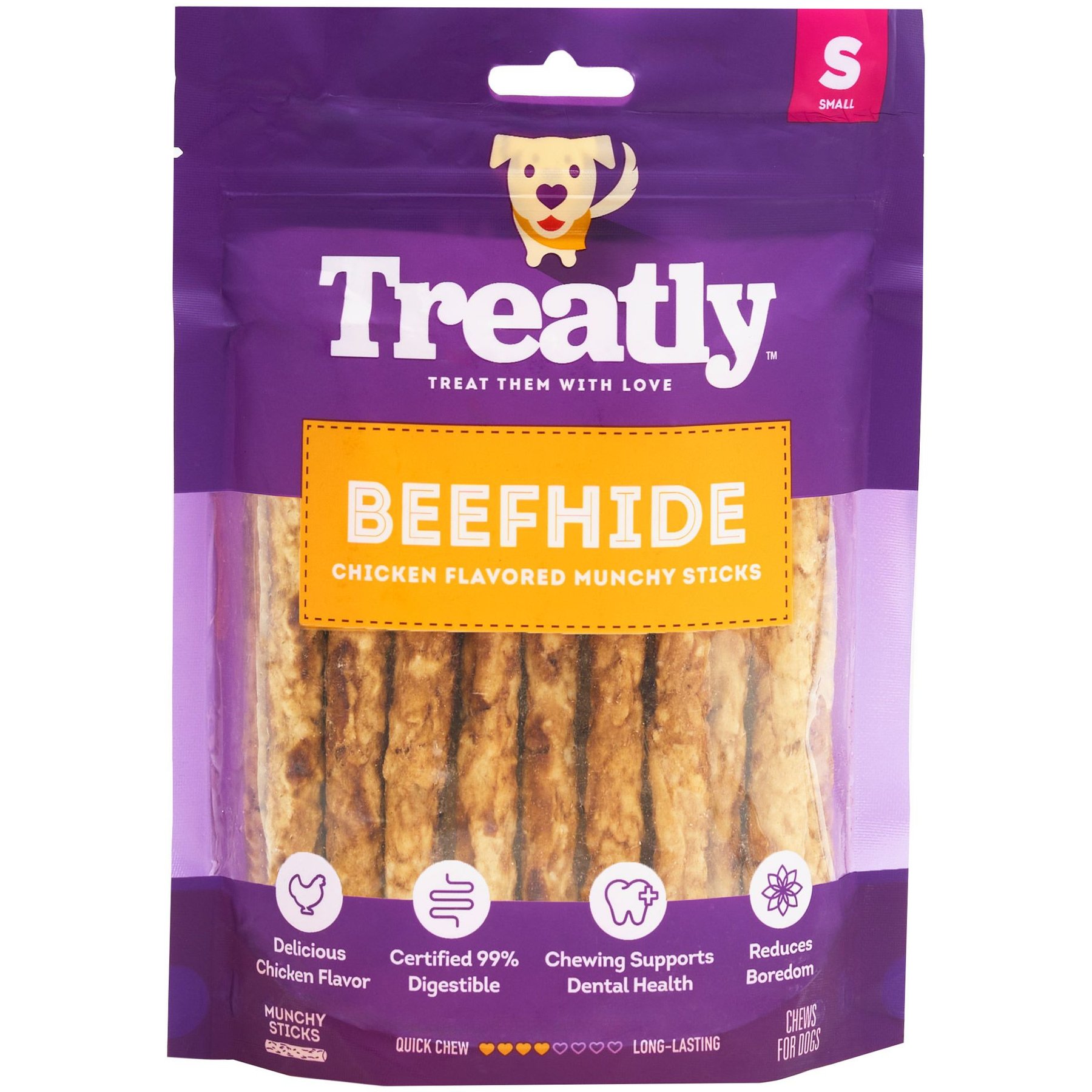 Treatly Beefhide Munchy Sticks 5-in Chicken Flavor Dog Chews, 40 count