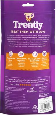 Show full view: Treatly Beefhide Twist Sticks 5-in Peanut Butter Flavor Dog Chews, 1-lb bag slide 3 of 10