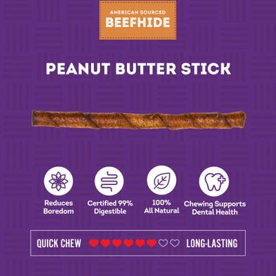 Show full view: Treatly Beefhide Twist Sticks 5-in Peanut Butter Flavor Dog Chews, 1-lb bag slide 5 of 10