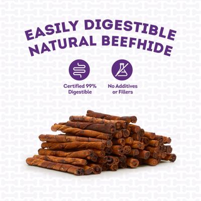 Show full view: Treatly Beefhide Twist Sticks 5-in Peanut Butter Flavor Dog Chews, 1-lb bag slide 8 of 10