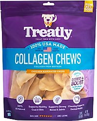 Treatly USA Collagen Chips Assorted Chicken Marinade Flavor Dog Chews, 14-oz bag