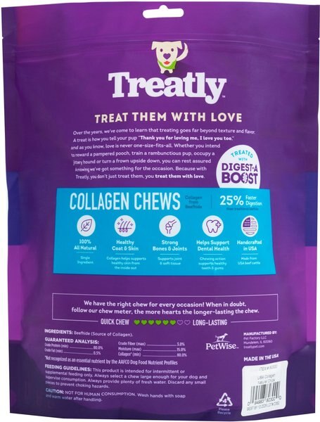 Treatly USA Collagen Chips Assorted Natural Flavor Dog Chews, 14-oz bag
