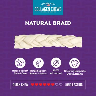 Show full view: Treatly USA Collagen Braids 6 to 7-in Natural Flavor Dog Chew Treats, 15 count slide 5 of 10