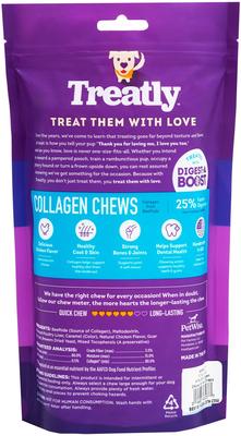 Show full view: Treatly USA Collagen Wraps 6 to 7-in Chicken Marinade Flavor Dog Chews, 4 count slide 3 of 10