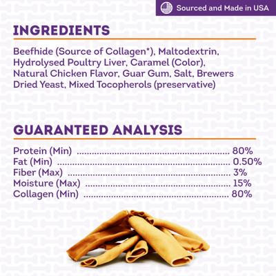 Show full view: Treatly USA Collagen Wraps 6 to 7-in Chicken Marinade Flavor Dog Chews, 4 count slide 6 of 10