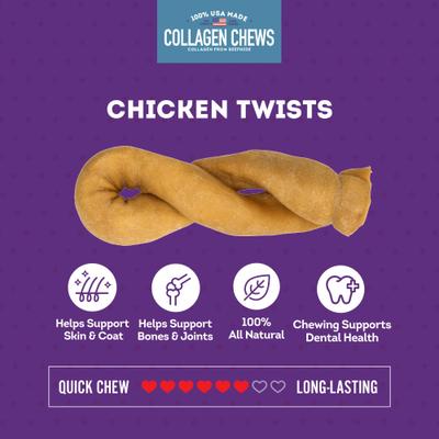 Show full view: Treatly USA Collagen Twist 6 to 7-in Chicken Marinade Flavor Dog Chews, 2 count slide 5 of 11