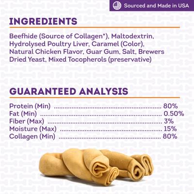 Show full view: Treatly USA Collagen Twist 6 to 7-in Chicken Marinade Flavor Dog Chews, 2 count slide 6 of 11