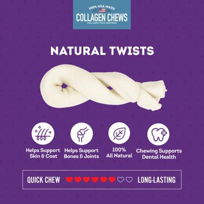 Show full view: Treatly USA Collagen Twist 6 to 7-in Natural Flavor Dog Chews, 6 count slide 5 of 10