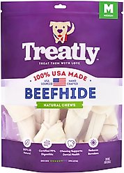 Treatly USA Beefhide Bones 7 to 8-in Natural Flavor Dog Chews, 7 count