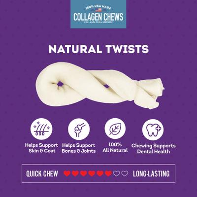 Show full view: Treatly USA Collagen Twist 6 to 7-in Natural Flavor Dog Chews, 2 count slide 5 of 11