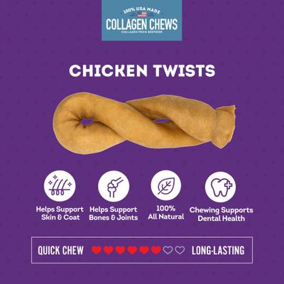 Show full view: Treatly USA Collagen Twist 6 to 7-in Chicken Marinade Flavor Dog Chews, 6 count slide 5 of 10