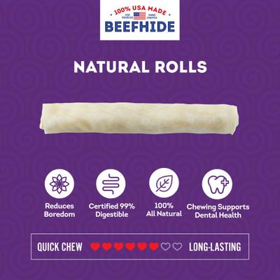 Show full view: Treatly USA Beefhide Chip Rolls 10 to 11-in Natural Flavor Dog Chews, 10 count slide 5 of 10
