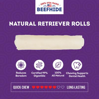 Show full view: Treatly USA Beefhide Rolls 6 to 7-in Natural Flavor Dog Chew Treats, 5 count slide 5 of 10