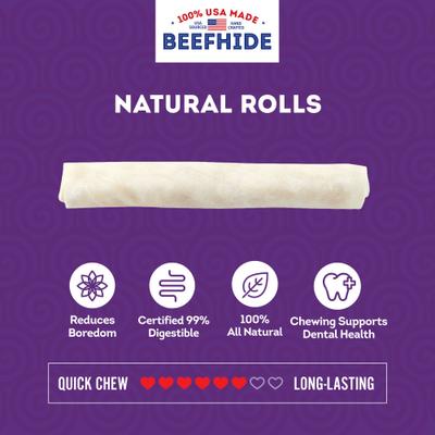 Show full view: Treatly USA Beefhide Rolls 8 to 9-in Natural Flavor Dog Chews, 2 count slide 5 of 10