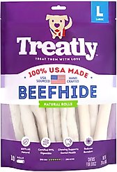 Treatly USA Beefhide Rolls 8 to 9-in Natural Flavor Dog Chews, 10 count