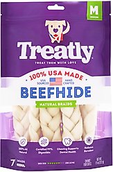 Treatly USA Beefhide Braids 7 to 8-in Natural Flavor Dog Chews, 7 count